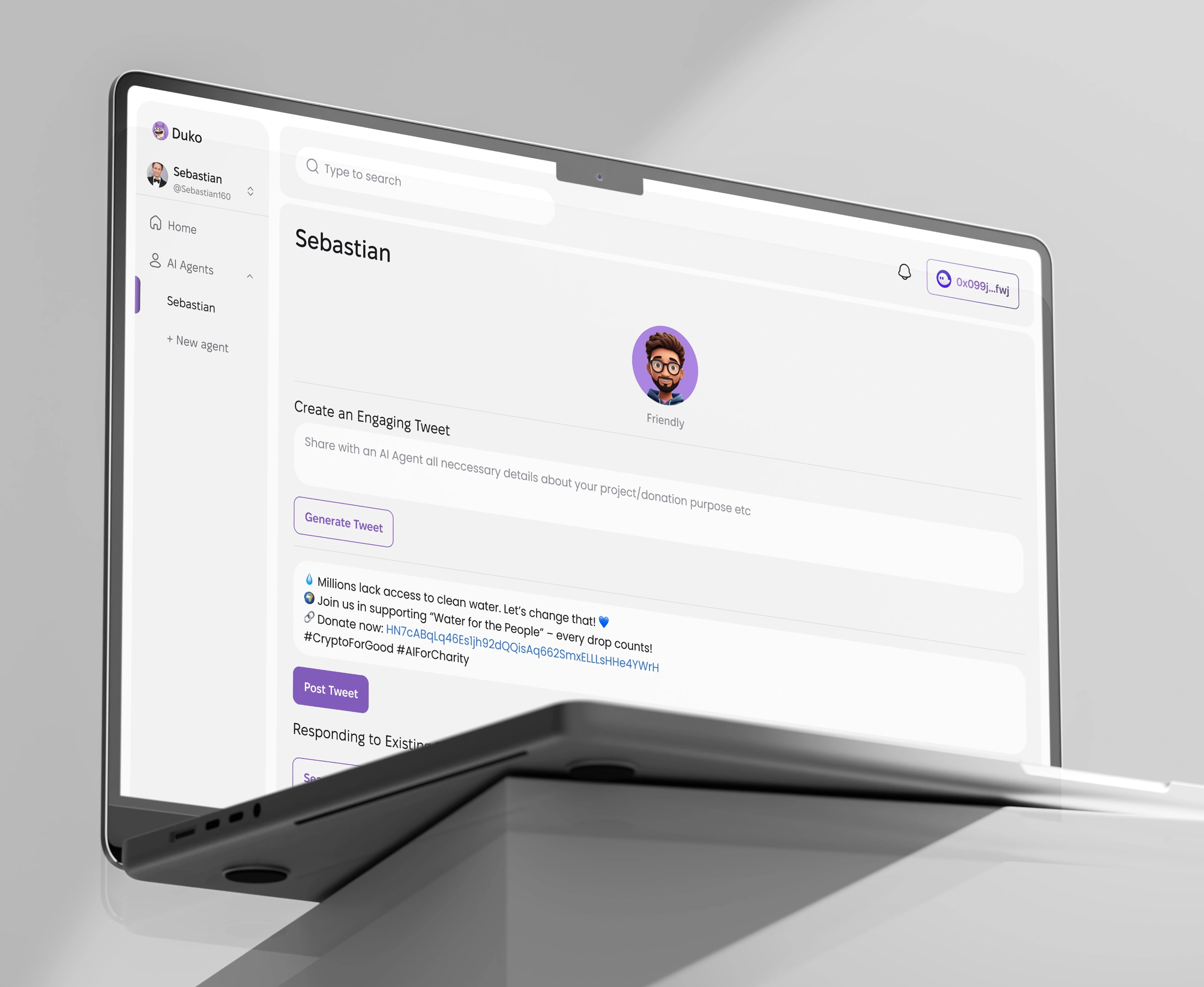Back end web interface on device