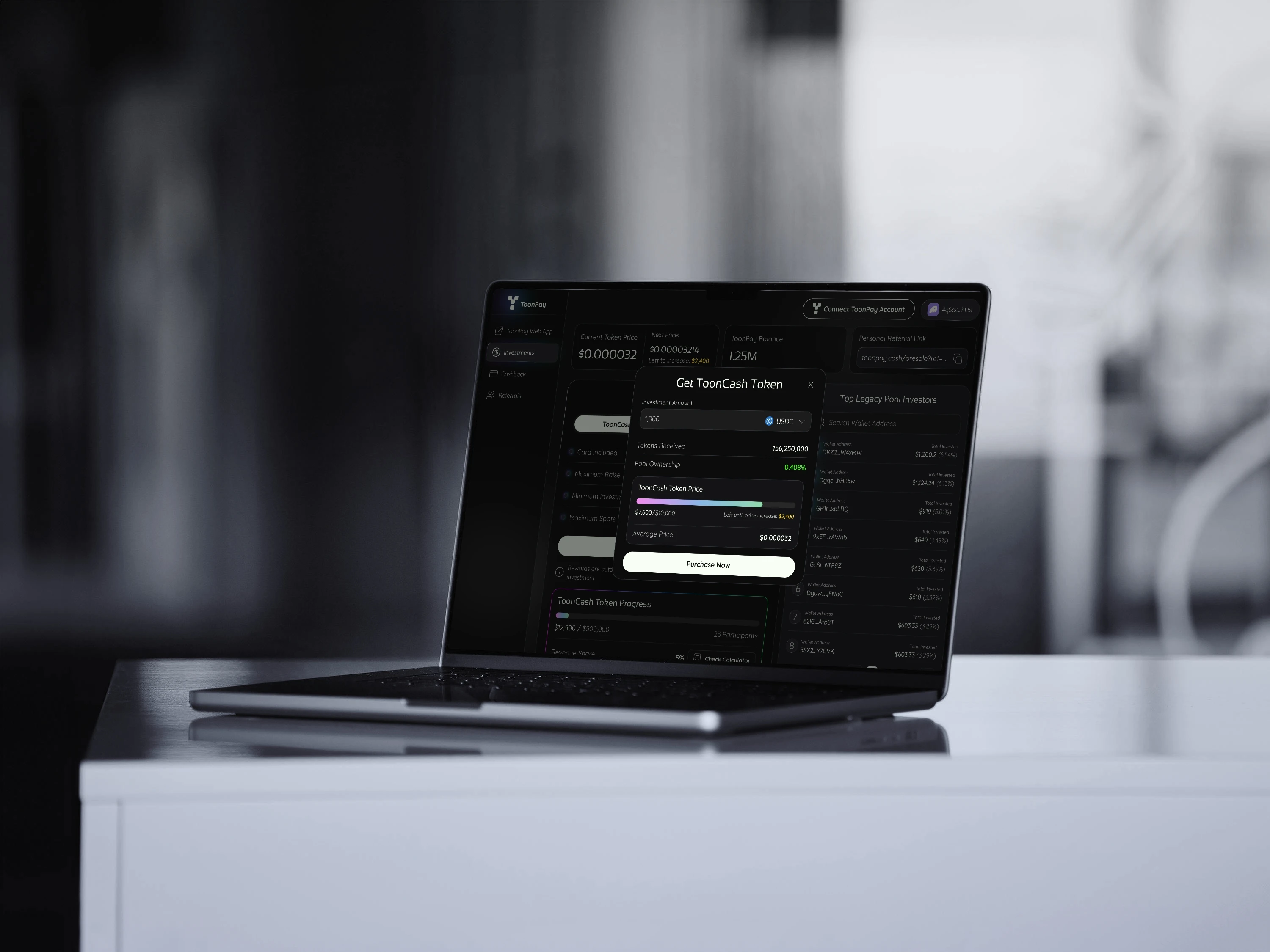 Crypto token development interface on iMac