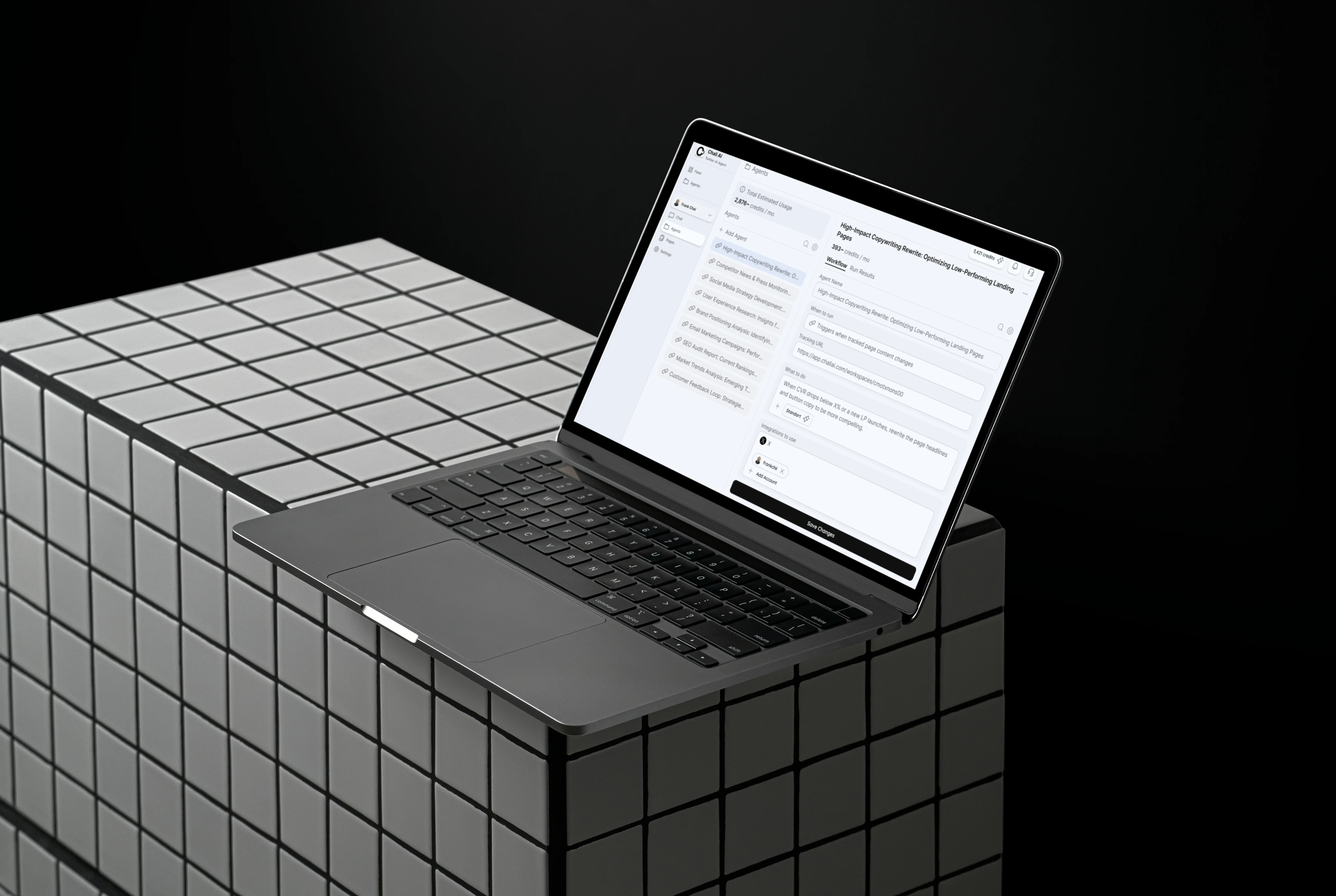 MacBook on cube — dapp development showcase