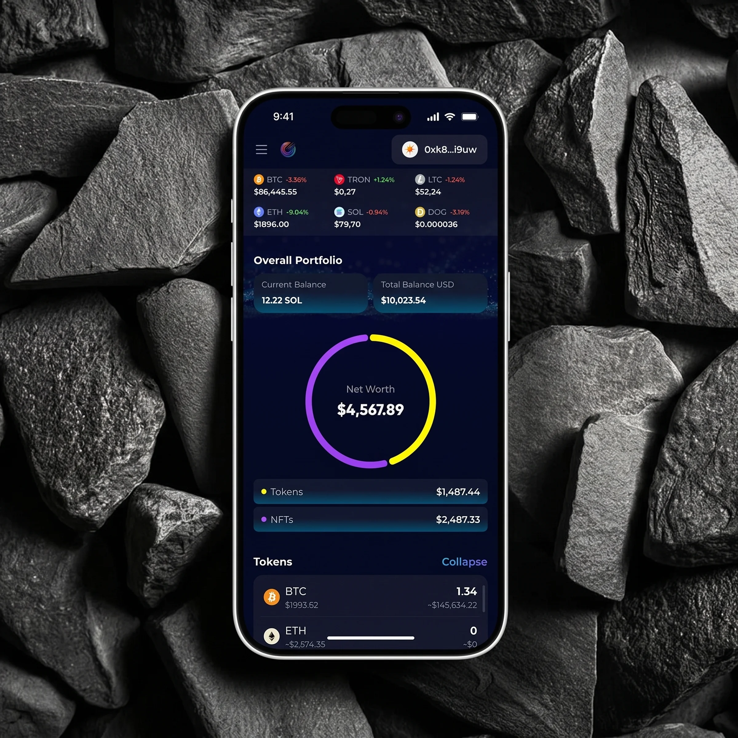 DeFi audit dashboard on device