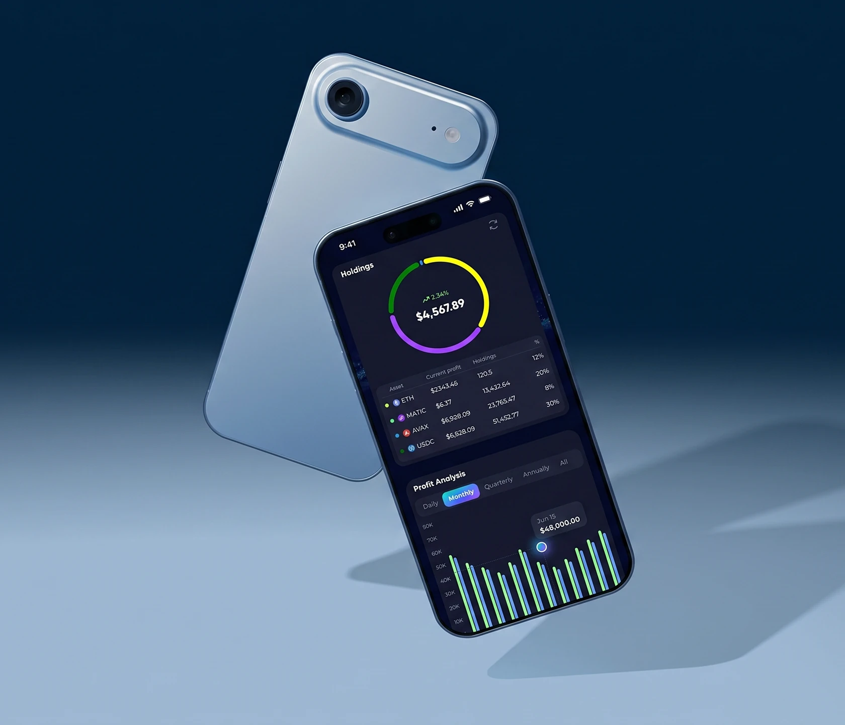 DeFi staking platform design on iMac — staking dashboard