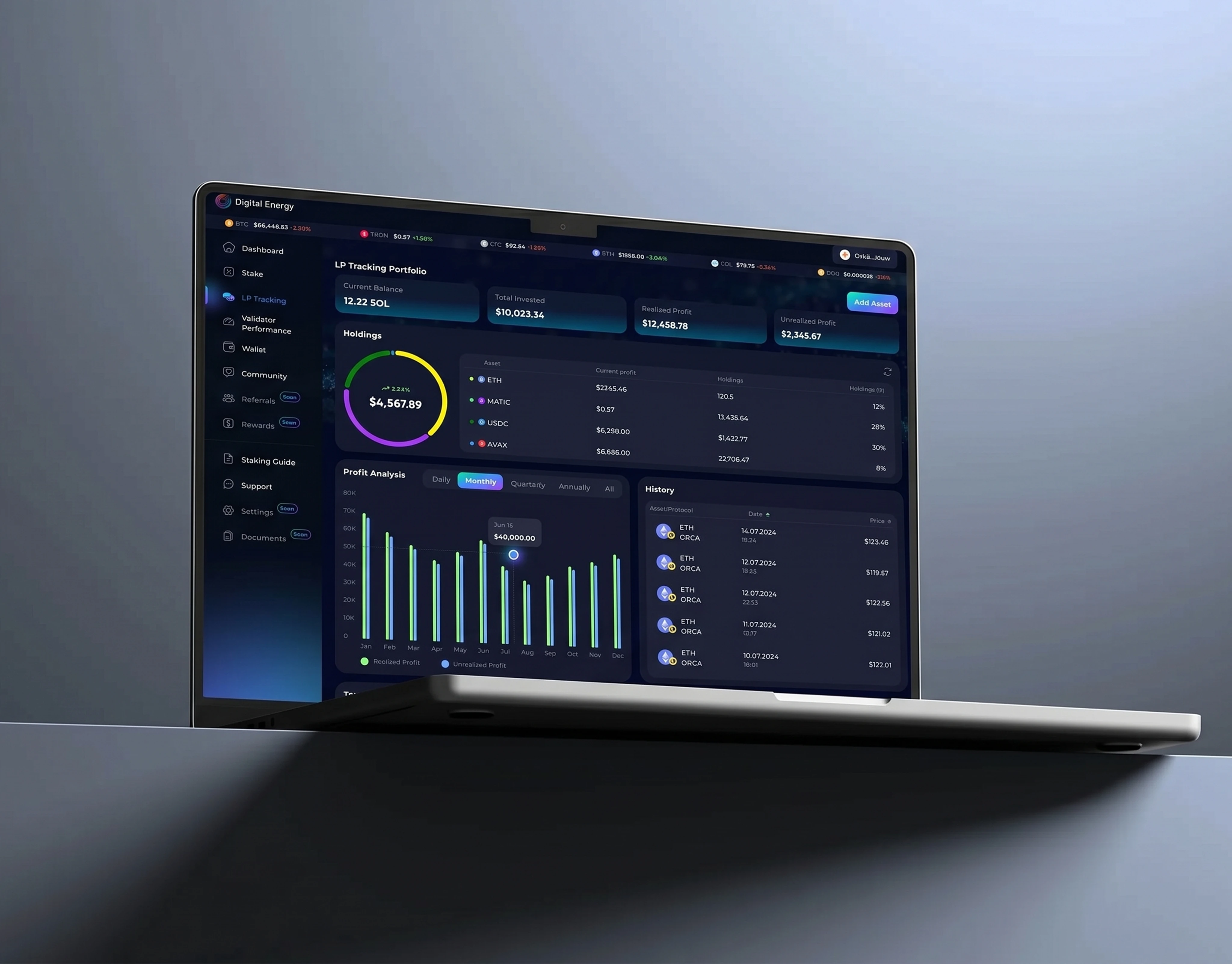 Decentralized exchange dashboard on iMac