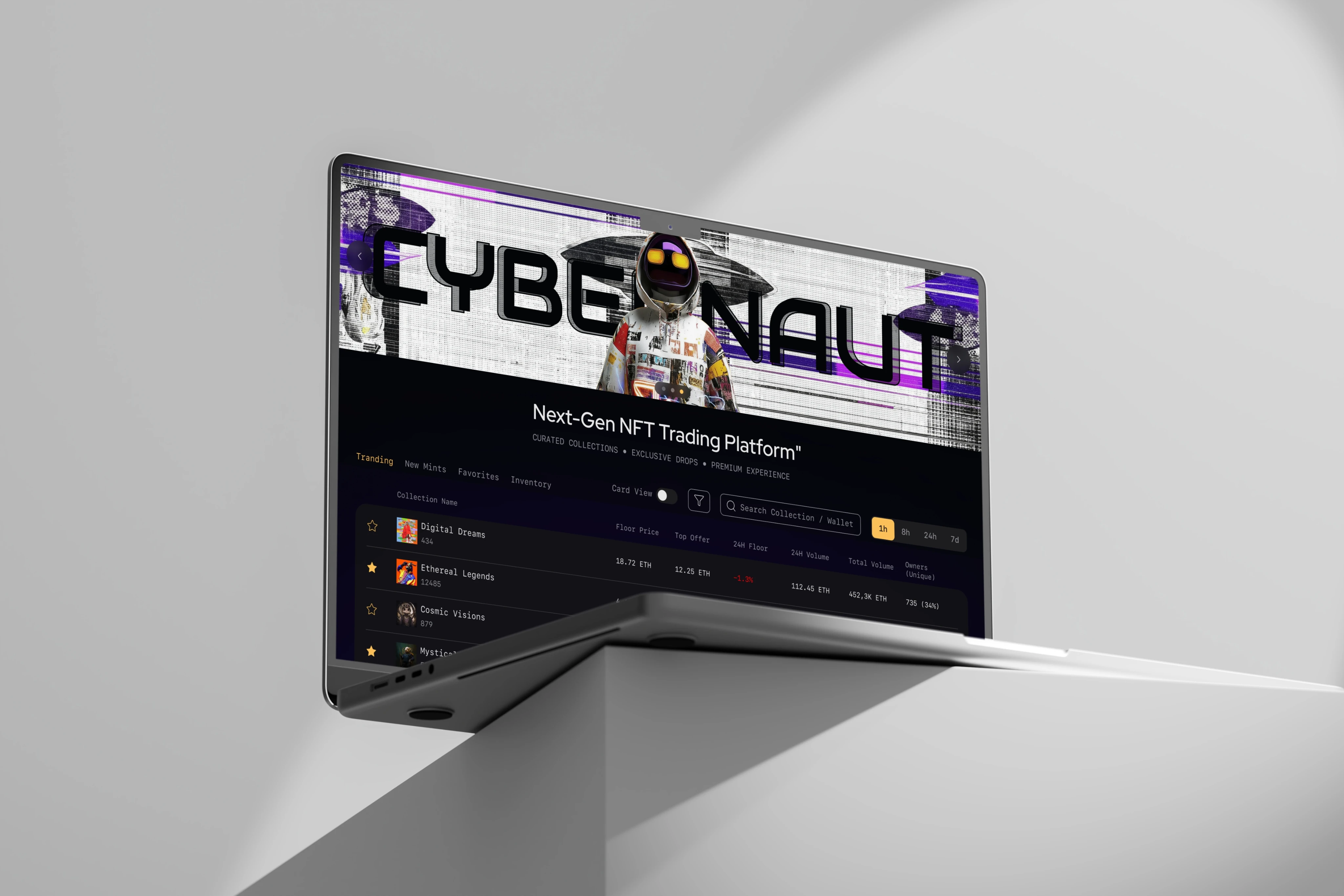 CyberNaut NFT trading platform on iMac