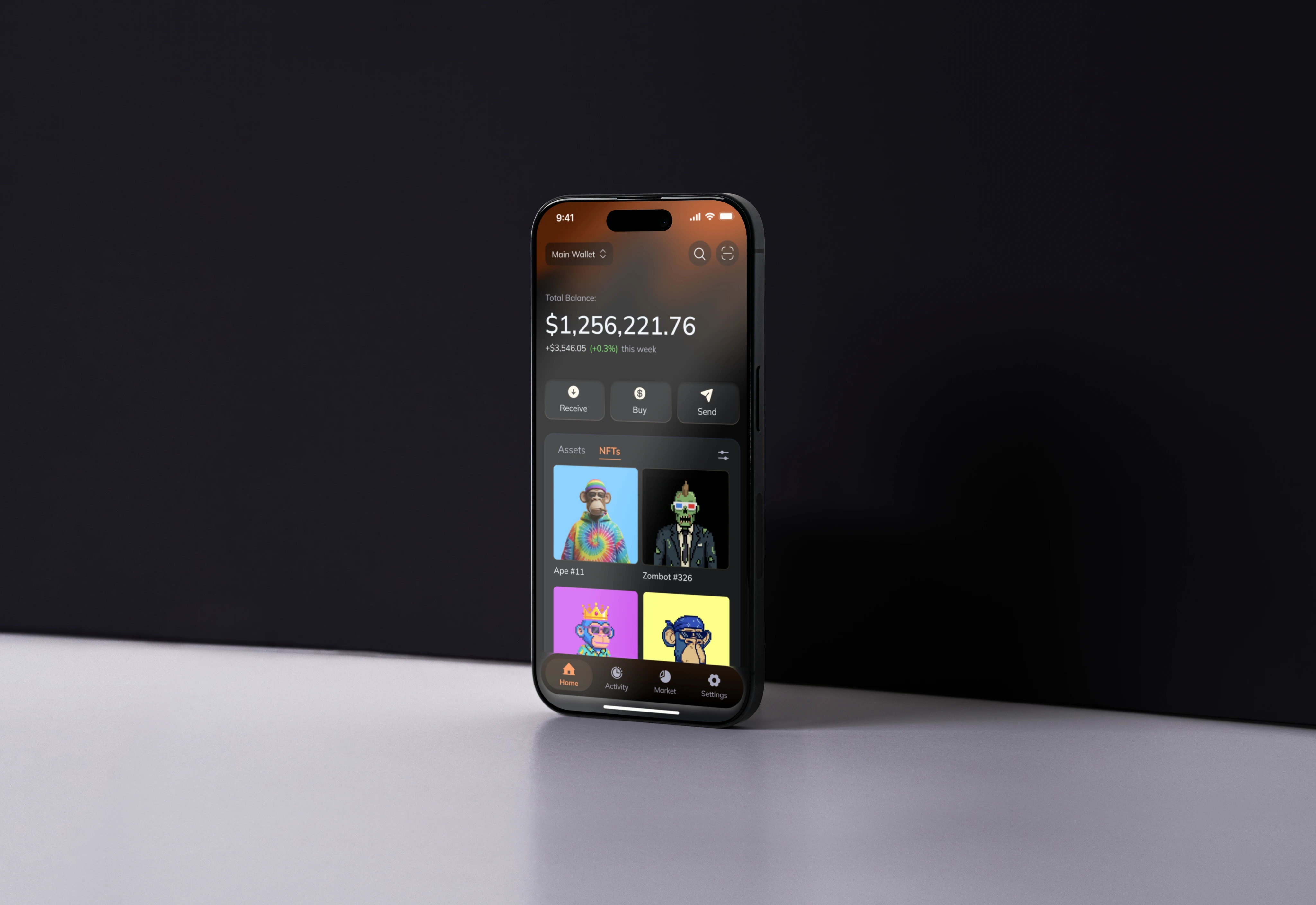 NFT wallet mobile app on iPhone