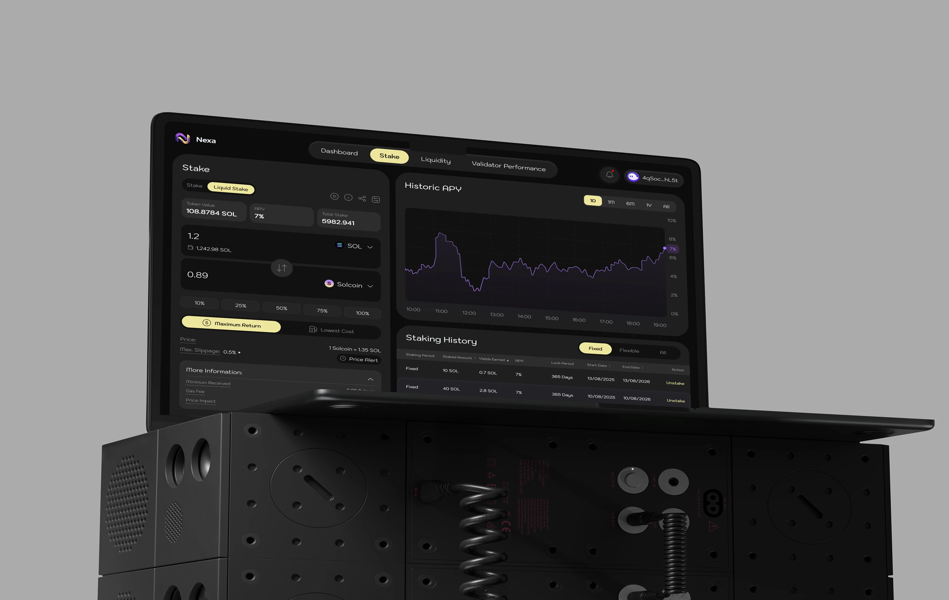 Decentralized exchange trading dashboard on iMac